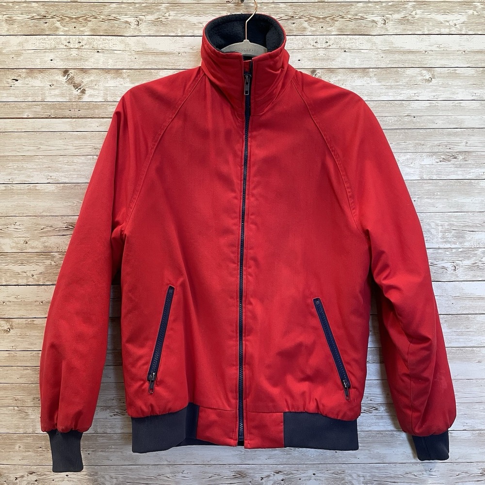 Vintage King Louie Mens S Jacket Red Zip Navy Fleece Lined Retro Made in USA Pro